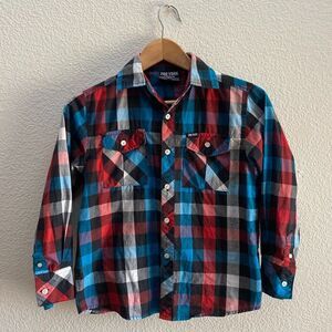Boys Zoo York Plaid Button Down Shirt Long Sleeve Multi-Color Small 8-10